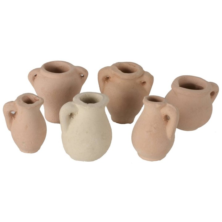 Set of 6 terracotta amphorae cm 1.9-2.6 h.