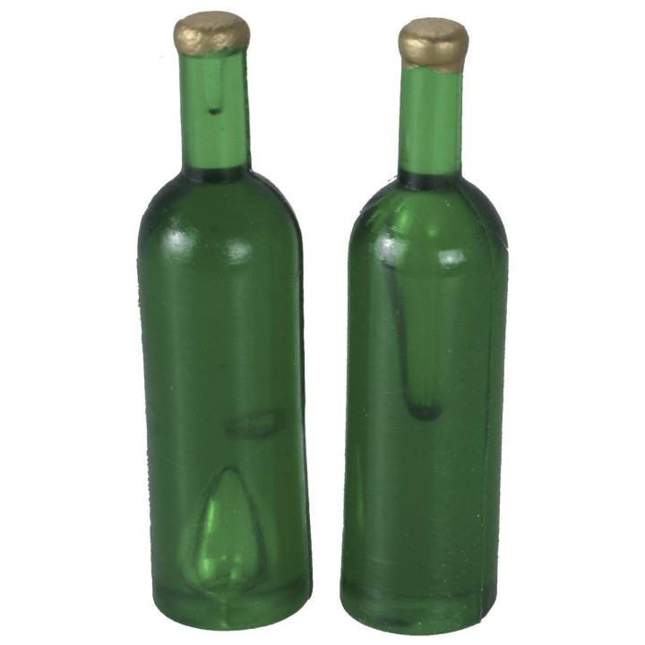 Juego de 2 botellas verdes de 3,7 cm de altura