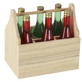 Cassetta in legno con bottiglie cm 4x2,8x3,9 h