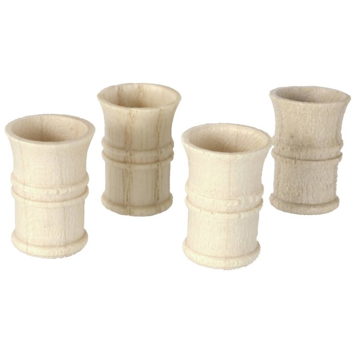 Set of 4 glasses worked in wood ø 1x1.5 cm
