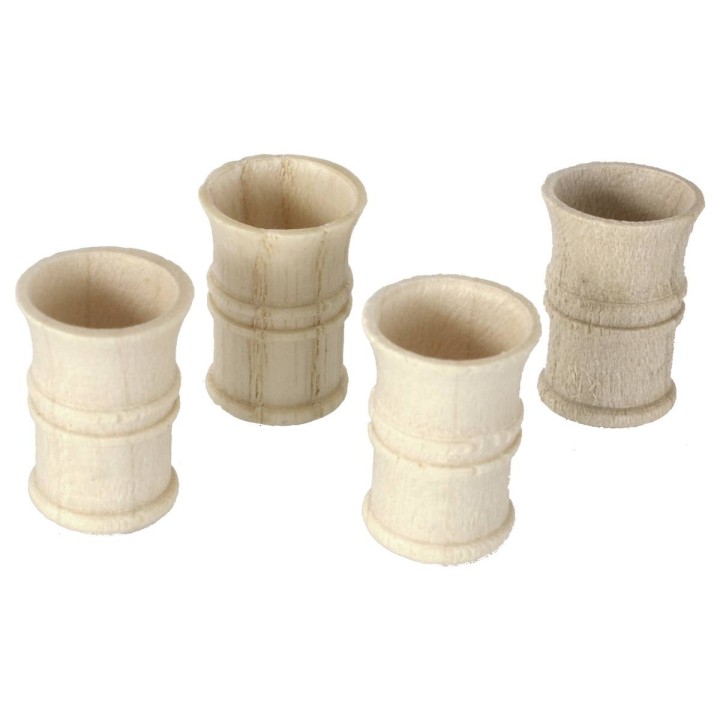 Set of 4 glasses worked in wood ø 1x1.5 cm