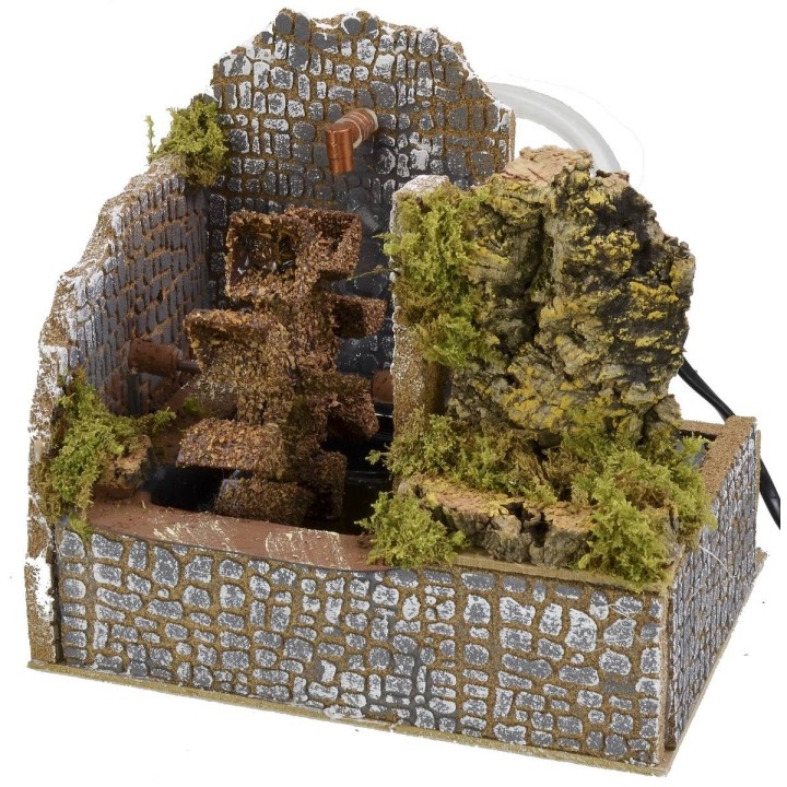 Molino de agua en funcionamiento cm 20x13,5x17 h