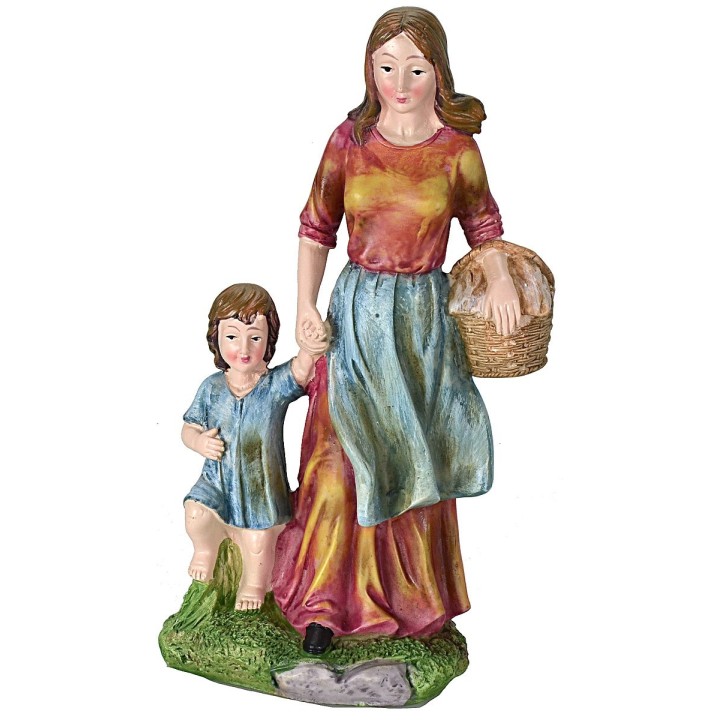 Donna con bambino cm 27 in resina