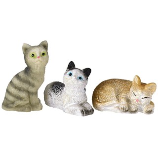Conjunto de tres gatos surtidos en resina para estatuas de 12