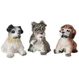 Set tre cani seduti in resina per statue 12 cm
