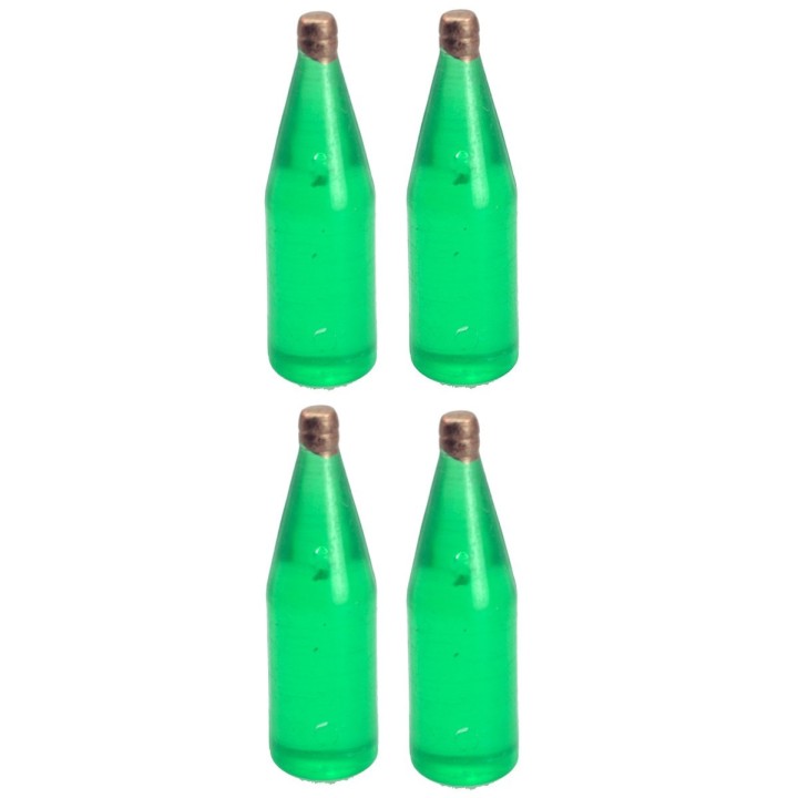 Juego de 4 botellas verde claro cm 3,4 h