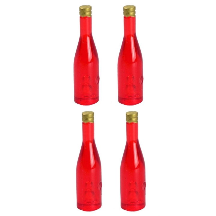 Juego de 4 botellas rojas de 3,6 cm de altura