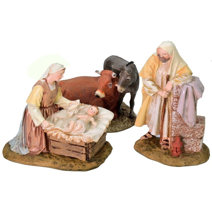 Natività Palestinese in resina dipinta 12 cm serie economica