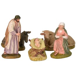 Natividad 5 figuras en resina pintada 10 cm serie económica