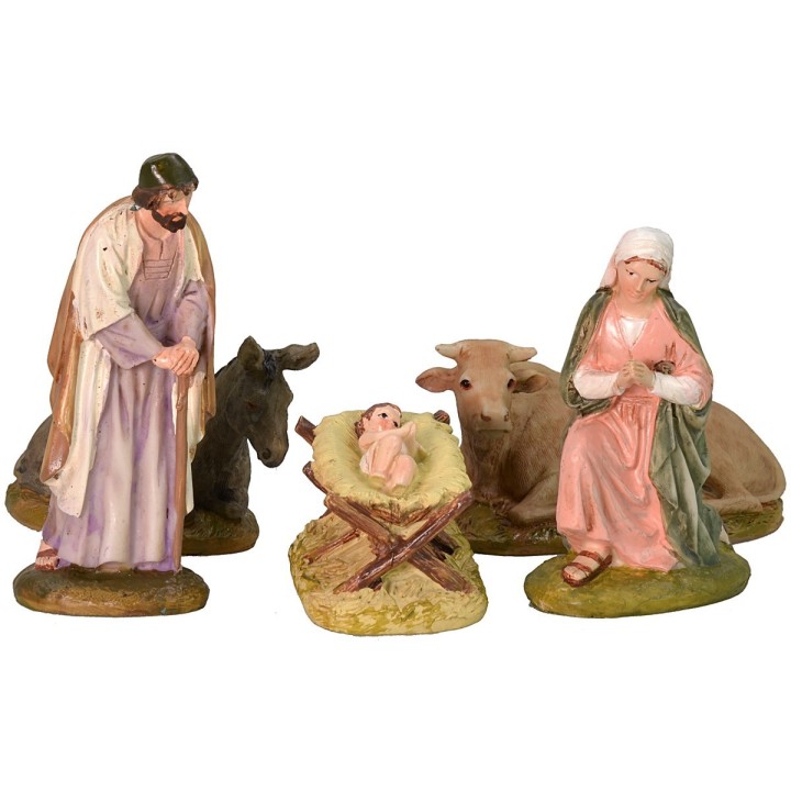 Nativity 5 subjects in painted resin 10 cm Landi economic series