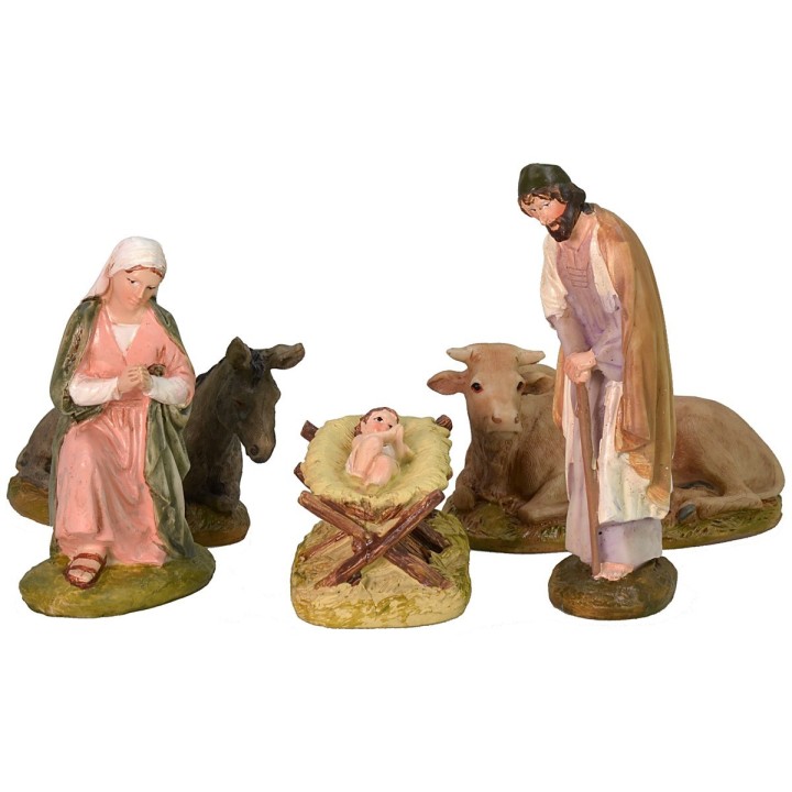 Nativity 5 subjects in painted resin 10 cm Landi economic series