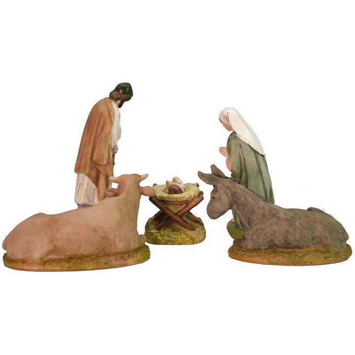 Natività 5 soggetti in resina dipinta 10 cm serie economica