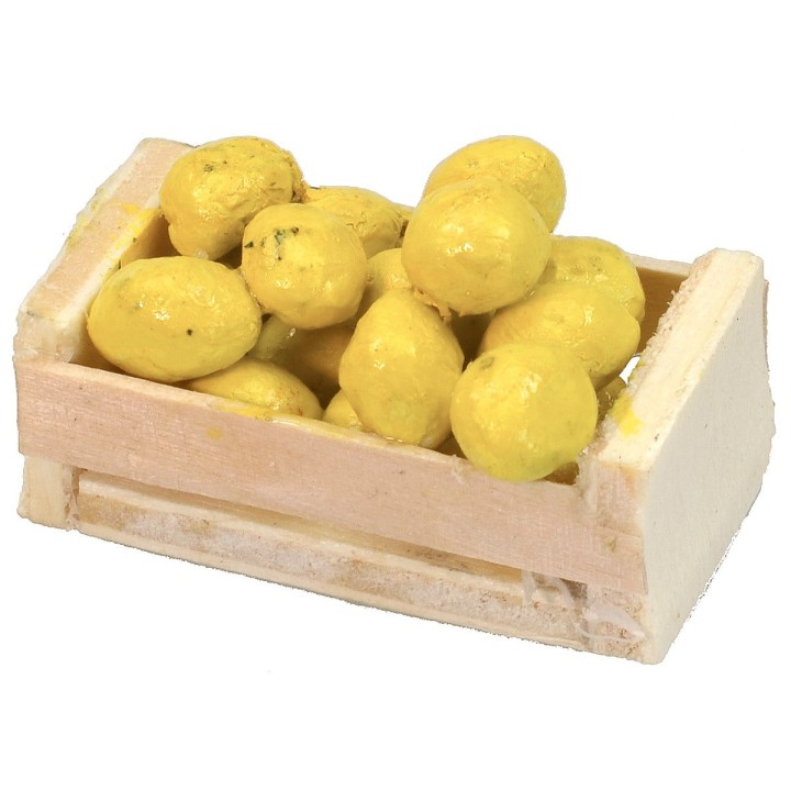 Caja de madera con limones de 3,7x2,1x1,4 cm h