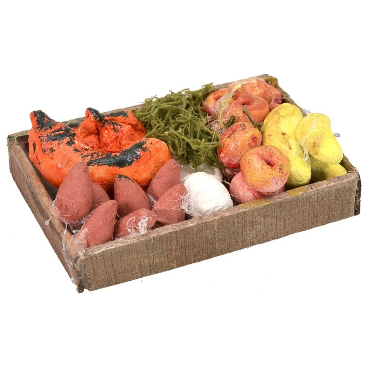 Wooden box with fruit and vegetables cm 5x4x1,3 h