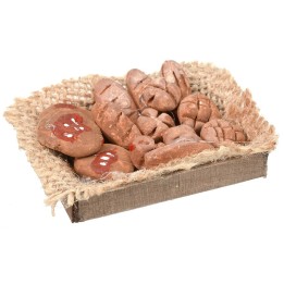 Wooden box with bread and pizzas cm 5,8x4,2x0,9 h