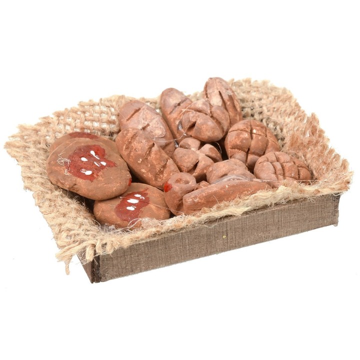 Caja de madera con pan y pizzas de 5,8x4,2x0,9 cm h