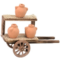 Cart with amphoras for Nativity scene cm 10.5x5x10 h