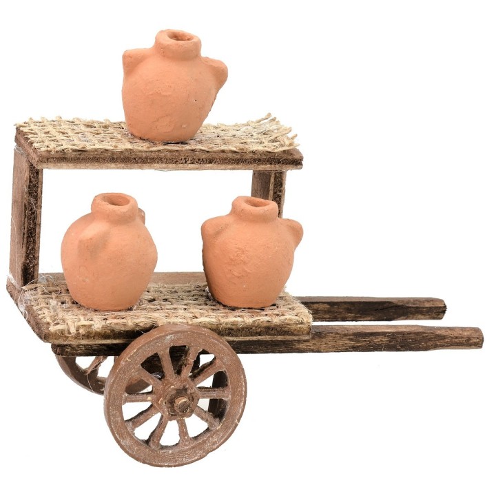 Carro con anfore per Presepe cm 10,5x5x10 h