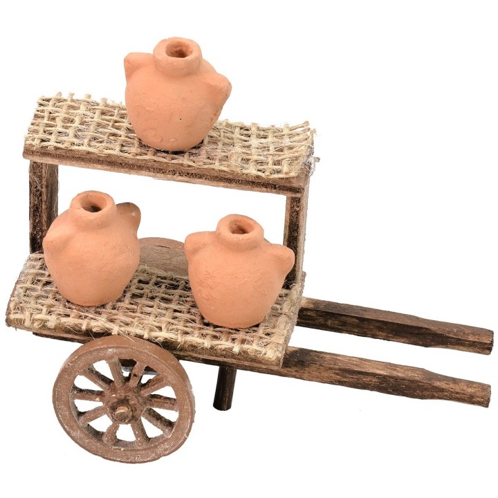 Carro con anfore per Presepe cm 10,5x5x10 h