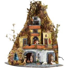 Nativity scene complete with Landi statues with lights and