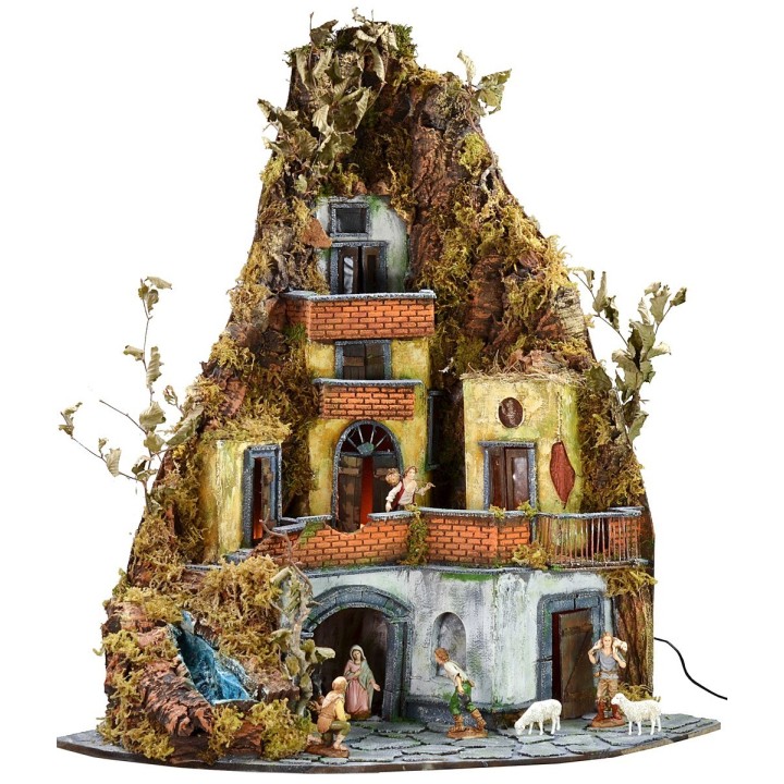Nativity scene complete with Landi statues with lights and