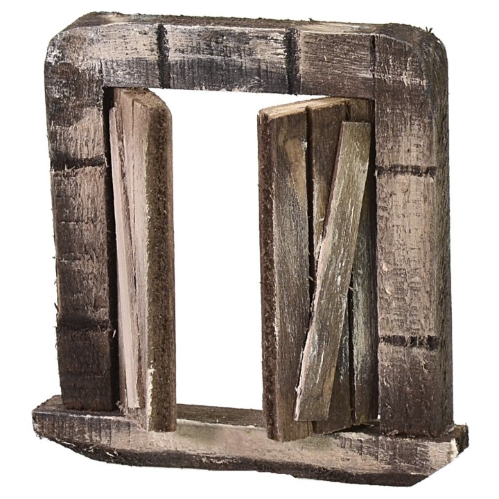 Ventana de madera con estante y hojas abatibles de 6,3x1x6,6 cm