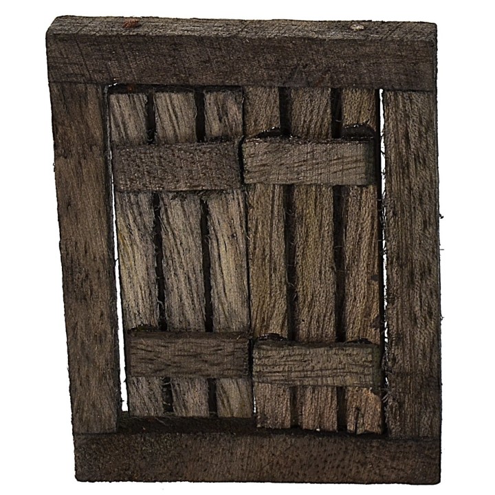 Ventana de madera oscura con hojas abatibles de 4,6x0,7x5,9 cm h