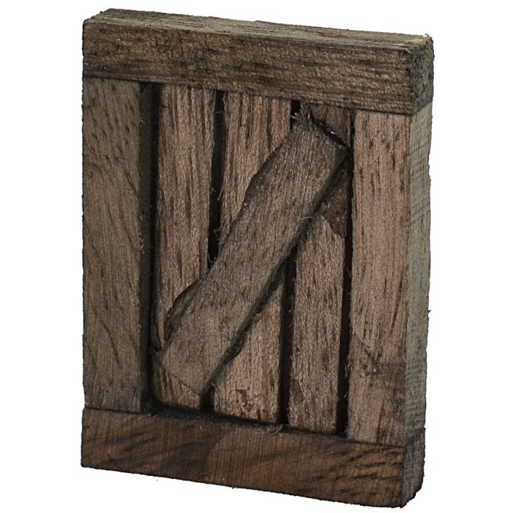 Dark wood window with opening door cm 3.4x0.7x4.5 h