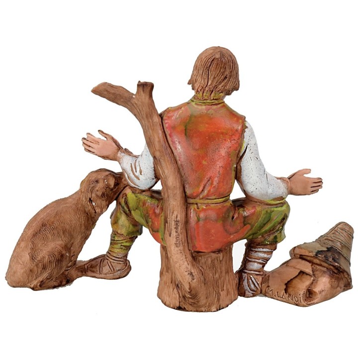 Seated wayfarer with dog 10 cm series Landi Moranduzzo