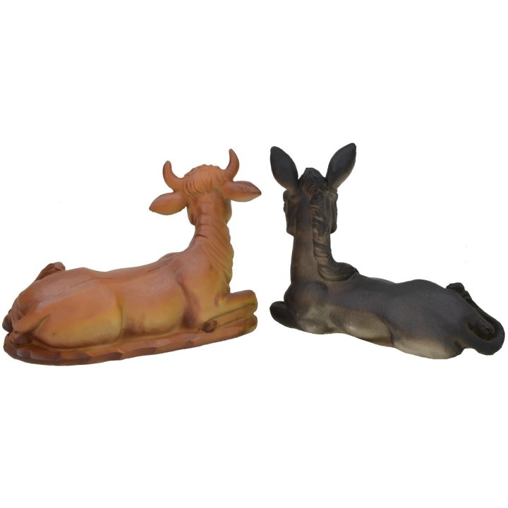 Bue y asno sentados para estatuas de 20 cm en resina