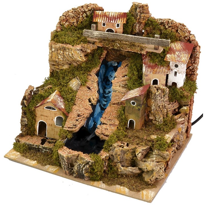 Paesaggio per presepe cascata funzionante cm 24x21x21 h