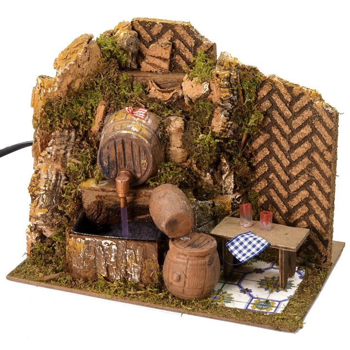 Osteria all'aperto con botte funzionante cm 20x14x16 h cm