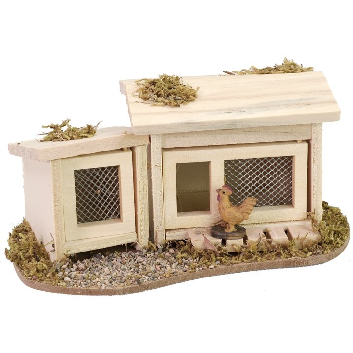 Gallinero con gallina de 14x8,5x6 cm de altura para estatuas de