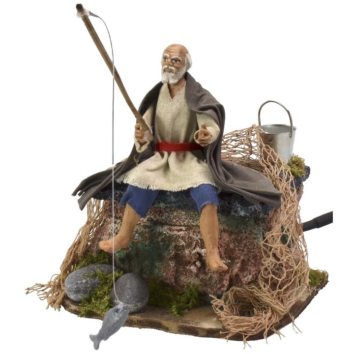Pescador sentado en movimiento serie 12 cm