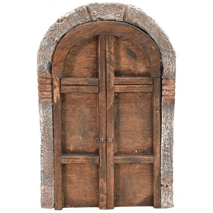 Portone con arco in legno a due battenti per statue cm 10-12 h
