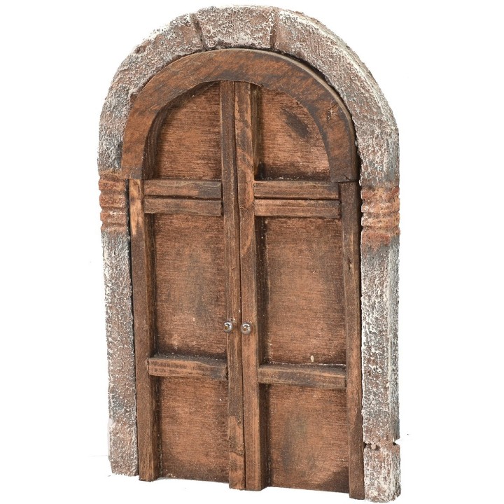 Portone con arco in legno a due battenti per statue cm 10-12 h