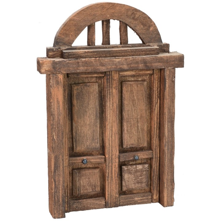 Portone in legno a due battenti con arco per statue cm 10 h