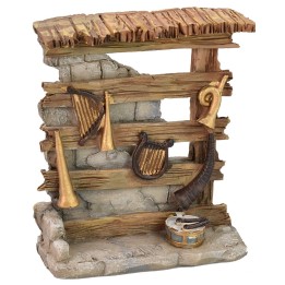 Tienda en resina con instrumentos musicales 9,5x3,7x11 cm h.