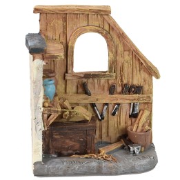 Carpenter's workshop in resin 8,7x4,5x10,5 h cm.