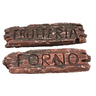 Set 2 insegne in resina frutteria e forno cm 5,5x1,6 h