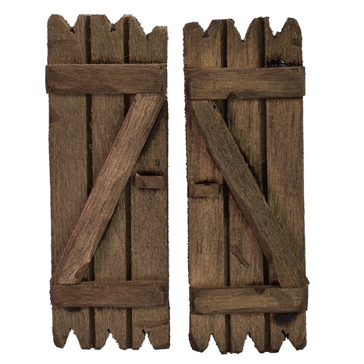 2 wooden shutter doors set cm 4,8x6,8 h. 
