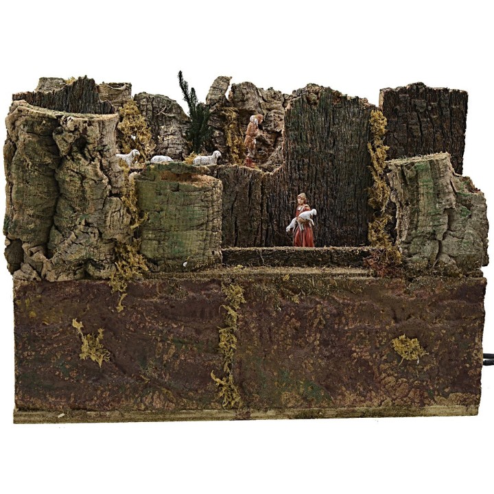 Rebaño en movimiento con tres personajes de 40,5x16x28,6 cm h