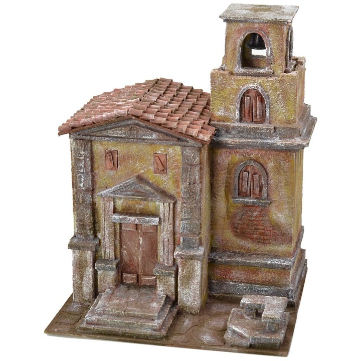 Iglesia con campanario de 35x29x45 cm para estatuas de 10 cm.