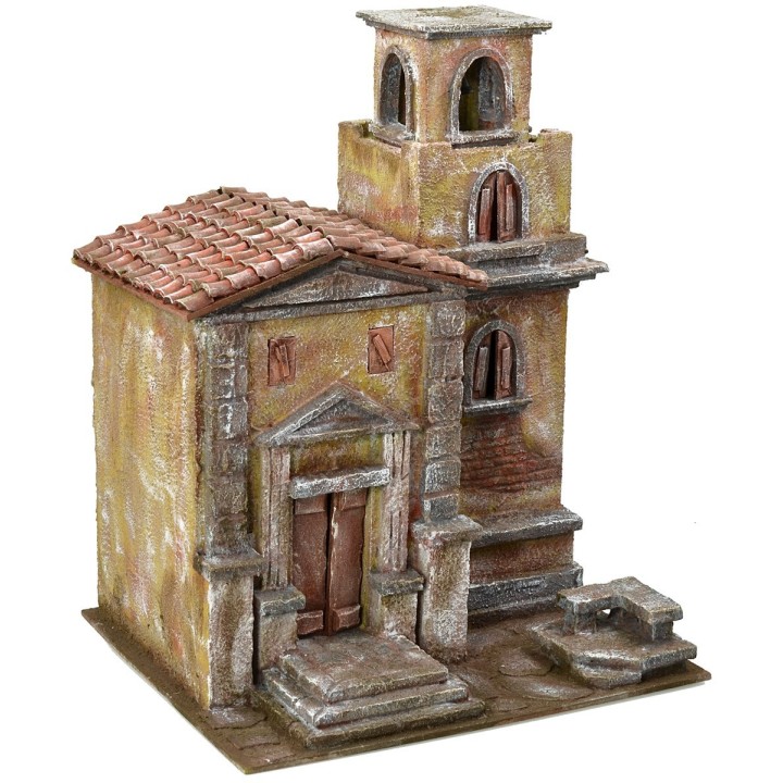 Chiesa con campanile cm 35X29X45h per statue cm 10