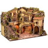 Illuminated nativity scene with working waterfall cm 61x40x43 h