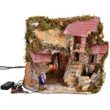 Presepe illuminato con fontana funzionante ed effetto notturno
