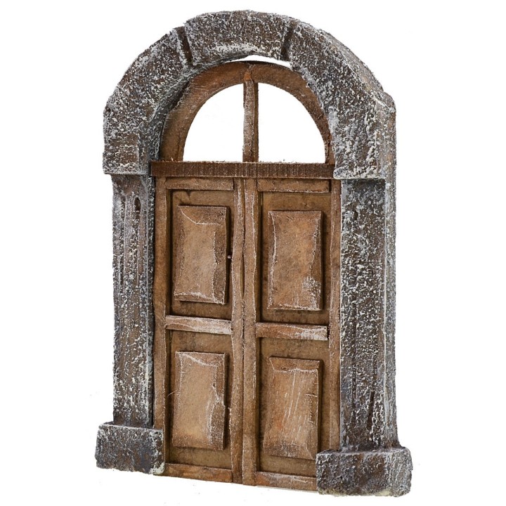 Puerta de madera de dos hojas con arco para estatuas de 12-14
