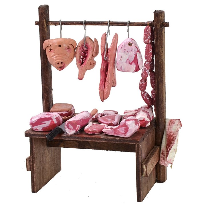 Butcher's stall 11.5x5.5x13.5h cm for Nativity scene