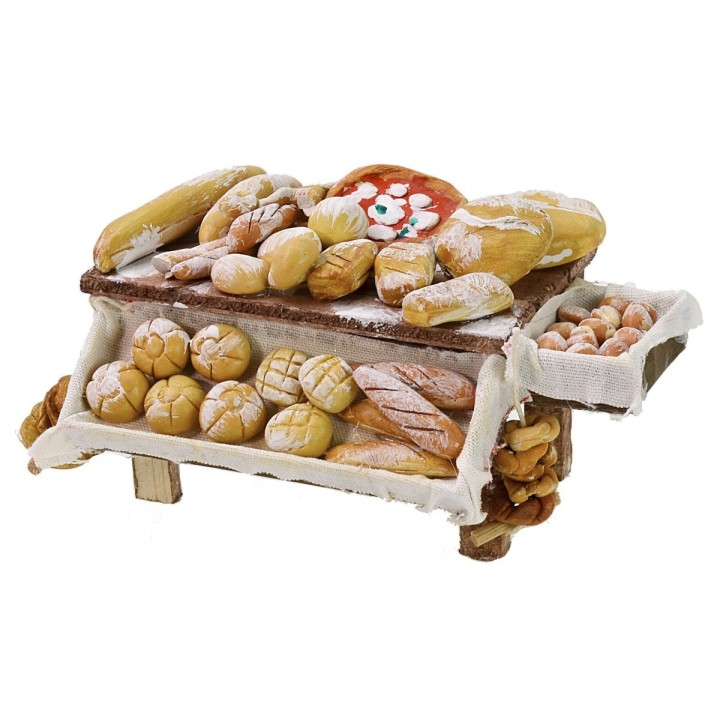 Banco con pane cm 12x8x6,5 h per Presepe