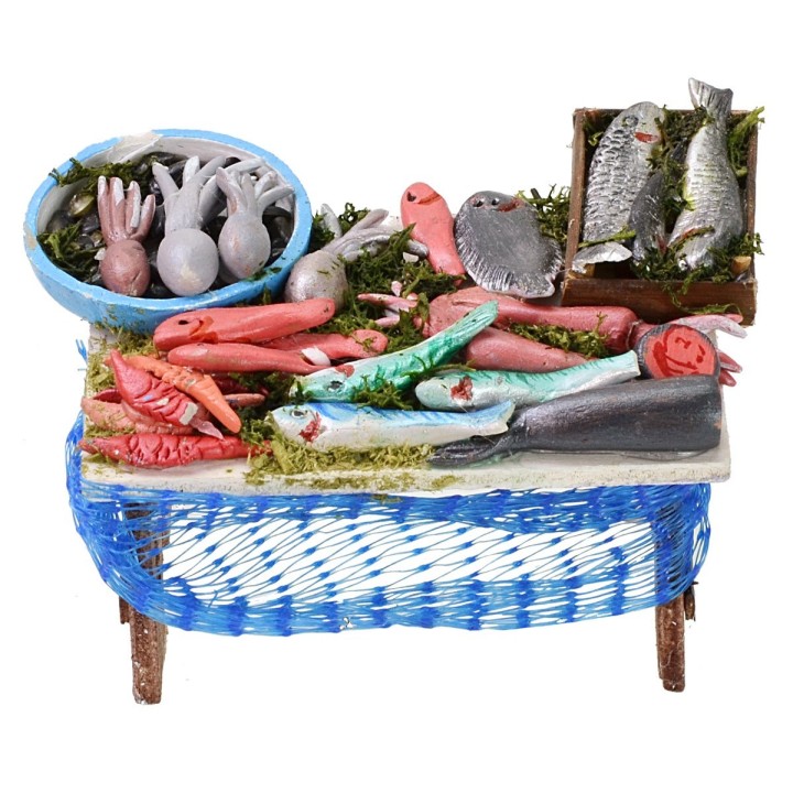 Fishmonger's stand 11x8x6h cm for Nativity scene